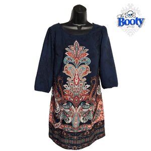 Bepop Blue Scroll Pattern Pull-over Mini Size: M